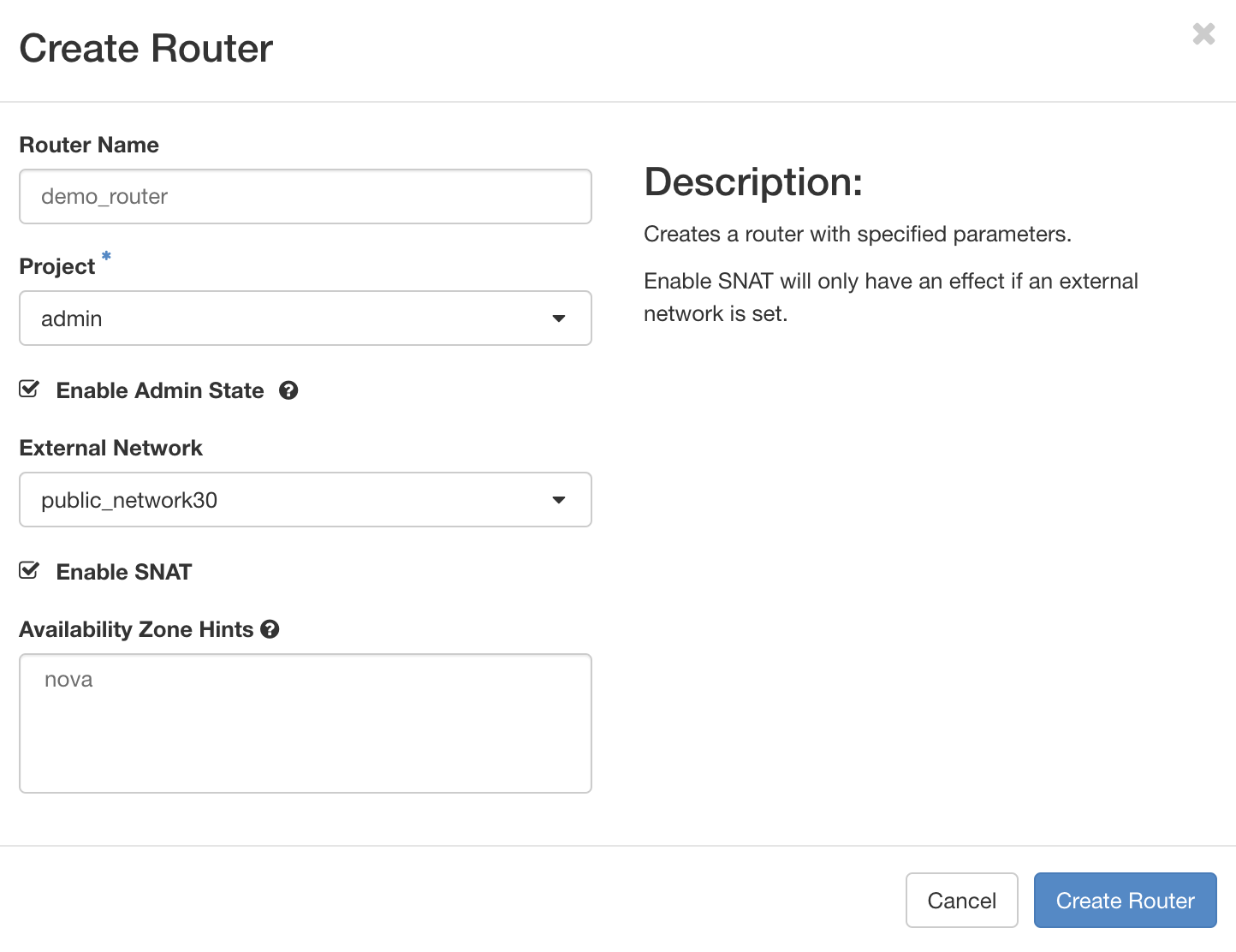 OpenStack Create Router