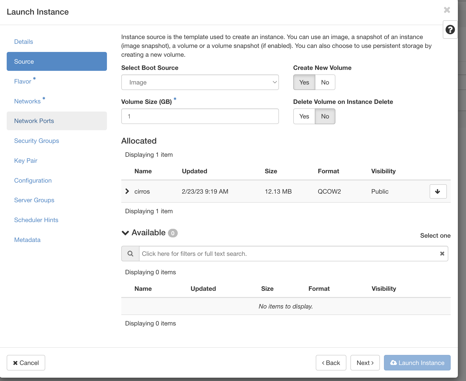 OpenStack Launch Sources