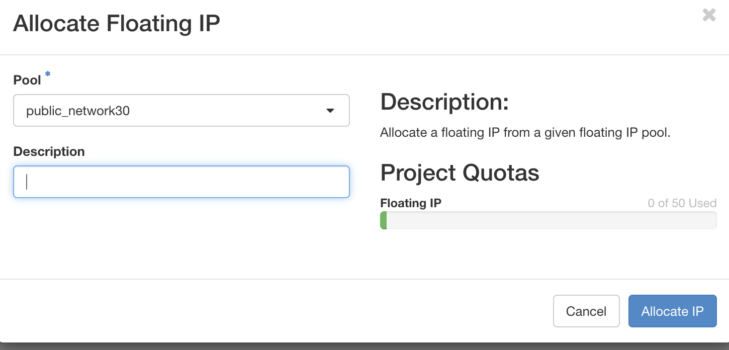 Allowcate a new float ip