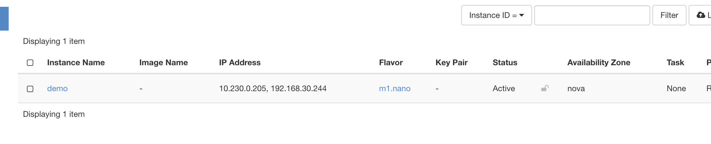 VM Stats with float ip